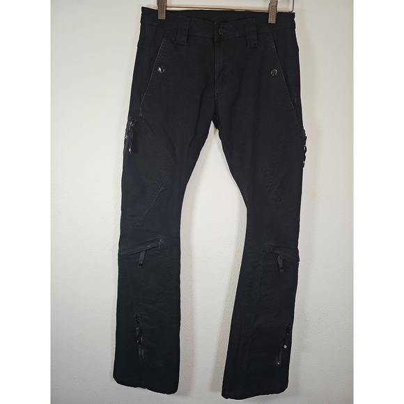 UNIF  BLACK PANTS with zippers Size 25 "MUSIC WILL HELP" - Picture 2 of 16